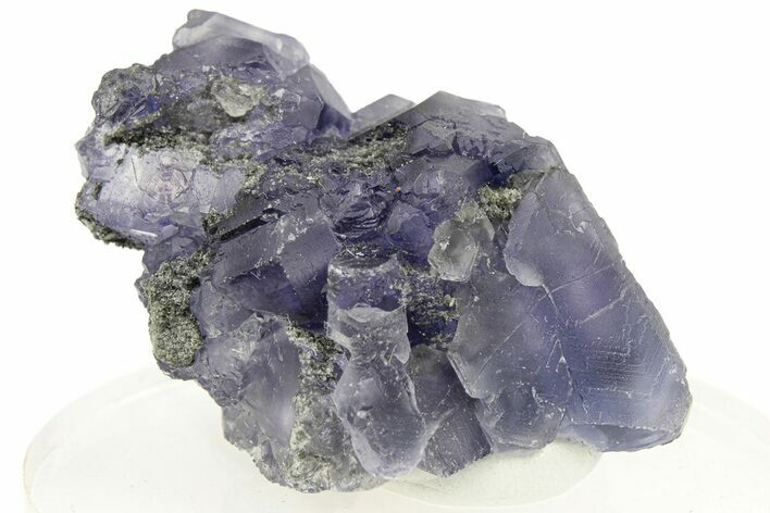 Purple Cube-Dodecahedron Fluorite Crystal with Quartz - China #257596